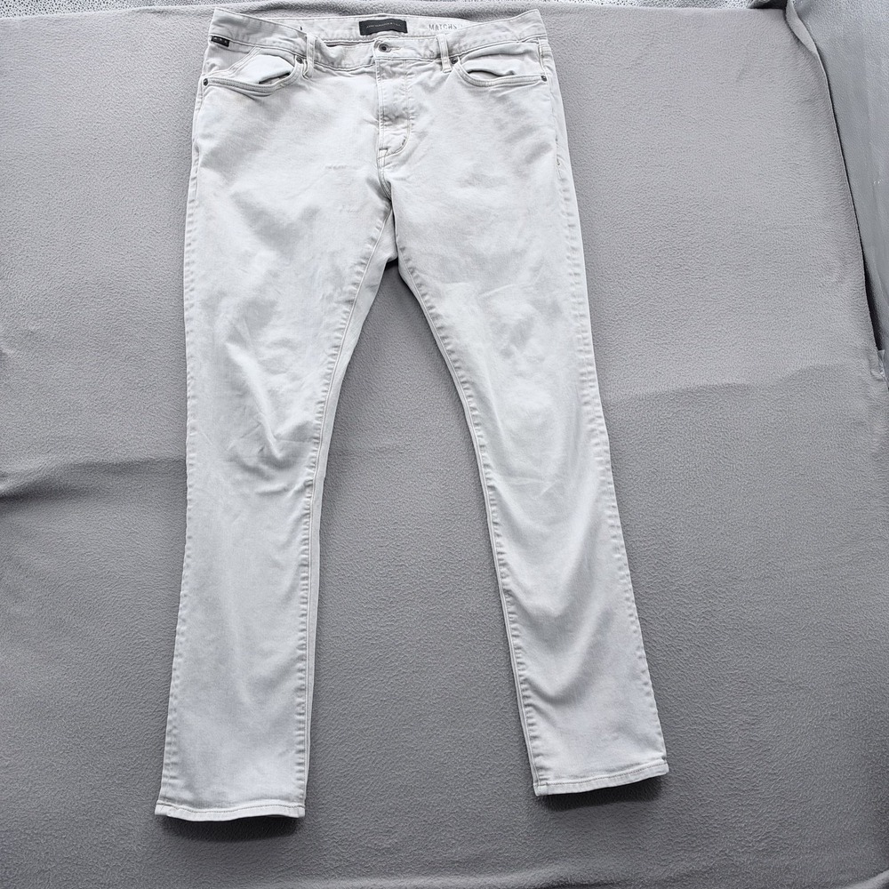 John Varvatos U.S.A. Jeans Mens 36x32 (Fits 35/31) Light Gray Matchstick Slim.